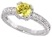 Sterling Silver Vintage Style Engagement ring, w/ a 6mm (.75 ct) Round Yellow Topaz-colored CZ Stones, 1/4 (7mm) wide