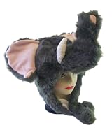 Plush Elephant Animal Hat - Elephant Hat with Ear Flaps and Poms - Shade of Grey Color May Vary from Picture