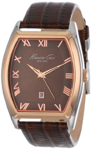 Kenneth Cole New York Men's KC1891 Classic Silver Barrel Case Rose Gold Bezel Watch