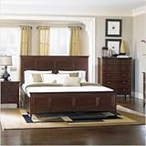 Bundle-04 Harrison 4 Piece Panel Bedroom Set in Deep Cherry + Free Nightsta ....