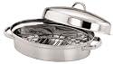 3 piece stainless steel oval roaster set with draining rack