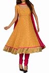 Pure Banarasi Anarkali in Amber