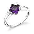 Princess Shape 1.50 carat Amethyst Ring Size 9 in Sterling Silver
