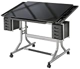 Glass Top Drafting Table Chrome Base/Glass Top