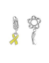 Storywheel® Enamel Yellow Ribbon Dangle Bead / Charm in 925 Sterling Silver