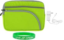 Non-OEM Amazon Kindle DX 9.7 Tri-Pocket Sleeve Case with Home Wall Charger - Neon