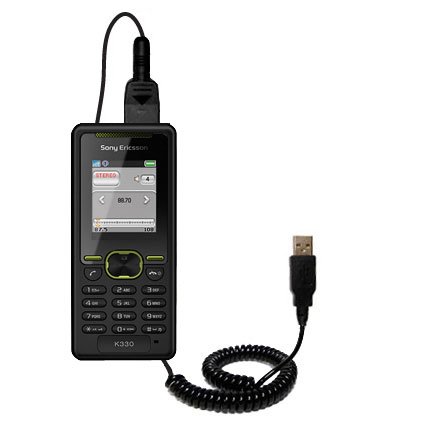 Coiled USB Cable for the Sony Ericsson K330a with Power Hot Sync and Charge capabilities - uses Gomadic TipExchange Technology