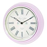 Vintage Pink Wall Clock Domed Lens 24cm 24194
