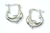 Cute Sterling Silver Dolphin Creole Earrings