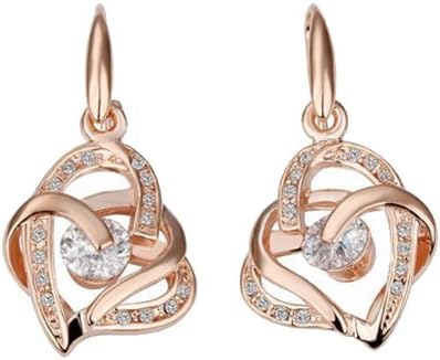 Lovely 18k gold double hearts drop earrings,make with SWA elements