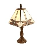 Small Dragonfly Tiffany Table Lamp with Square Cream Glass Shade - HP021185