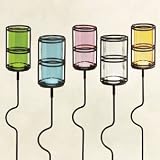 Outdoor Garden Stake Votive Candle Holders - Set of 5 Assorted Colors