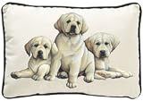 Fiddler's Elbow Yellow Labrador Lab Puppies Leslie Anderson Designer Decorative Dog Pillow