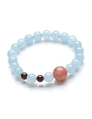 Honeystore Girls Garnet Rhodonite Aquamarine Stretch Bracelet Color Multicolor