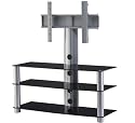 Sonorous PL2330 Black Glass and Silver Aluminium Stand for TV Sizes  upto 42inch