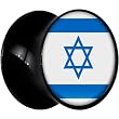13mm Black Acrylic Israel Flag Saddle Plug