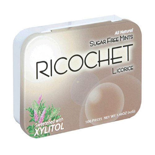 Ricochet Mints, Sugar Free Licorice, 100-Count Tins (Pack of 6) by Sugar-Free Candy