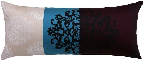 20" X 54" Black Damask Motif & Purple, Tuquoise Bold Stripe Body Pillow Cover