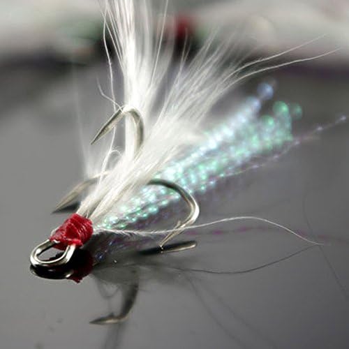 50pcs Fishing Treble hooks with Feather Bass hooks #4