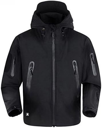 Reebow Gear Army Tactical Soft Shell Outdoor Waterproof Hooded Jacket Black XXXL