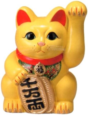 Tokoname beckoning cat Misono Feng kleptomaniac oval cat ( left hand ) yellow No. 10 height : 34cm 21 cat 23