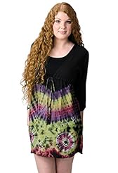 Tie Dye Print Empire   Waistline Rayon  Dress