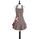 ★チョコブラウンの地にミルキーピンクのドットがガーリー♪ 【ジェシースティール】Jessie Steele Brown & Pink Polka Dot エプロン 111-JS-94J