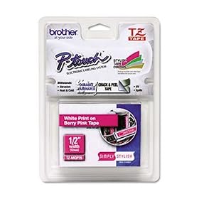 Brother Tape, White on Berry Pink (TZMQP35)