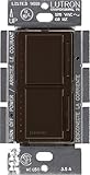 Lutron MA-L3L3-BR Maestro 300 Watt (top)/300 Watt (bottom) Single Pole Dual Dimmer, Brown by Lutron 