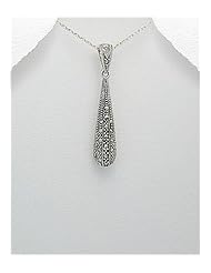Marcasite Pendant Necklace In 92.5 Sterling Silver
