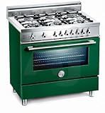 Bertazzoni Professional Series X365PIRVE 36 Pro-Style Dual-Fuel Range with 5 Sealed Burners, 4.0 cu. ft. European Convection Oven, Pyrolytic Self-Clean, Oven Mode Selector, Temperature Probe and Indicator Lights: Green