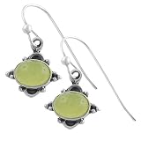Beautiful Green Chalcedony 925 Sterling Silver Dangle Earrings