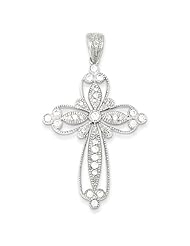 Sterling Silver CZ Filigree Cross Pendant
