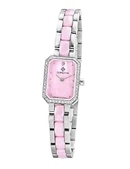 Dormith 316L Steel Watch Ceramic Fashion Watch with Blue Sapphire Glass Lady Watch Rhinestone Watch Diameter 24mm Watches for Women Pink