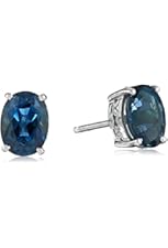 10k White Gold London Blue Topaz Oval Stud Earrings