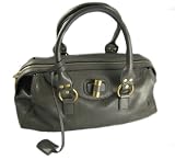 Yves St. Laurent Handbags (Gray) Leather Rive Gauche Toggle Satchel Bag 168269
