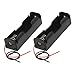 uxcell 2 Pcs Black 18650 Flat Tip Batteries Battery Holder Case w Wire Leads