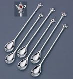 TEAPOT ICED TEA SPOONS - SET OF 6 TEAPOT ICED TEA SPOONS WITH CRYSTAL