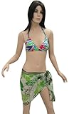 IMAGE OF Snatural Green Color Printed Half Pareo Cover up Sarong XMas Christmas Gift