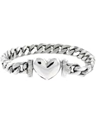 Sterling Silver Cuban Curb Link Bracelet with Heart Clasp