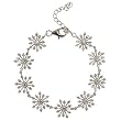 Sparkling Diamond Cubic Zirconia Snowflake Link Platinum Overlay CAREFREE Sterling Silver Bracelet