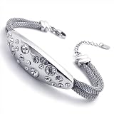 Konov Jewellery Momen's Stainless Steel Charm Bracelet, Colour Silver