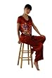 Women's Red Pajamas in Silk -- The Butterfly Garden -- 100% Silk Pajamas in Falu Red with Exquisite Hand Painted Art
