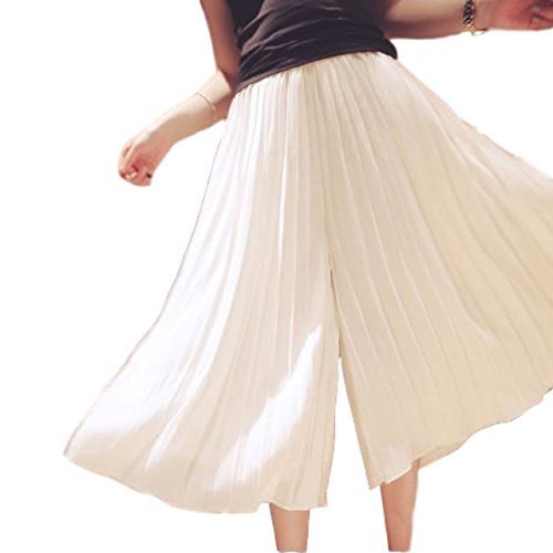 LumenLunae （ルーメンルーナエ） レディース ふんわり シフォン ガウチョ パンツ スカーチョ 七分丈 ホワイト ブラック グレー