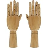 US Art Supply&reg; Pair of 12" Left & 12" Right Hands* Wood Artist Drawing Manikin Articulated Mannequin with Wooden Flexible Fingers - Perfect for drawing the human hand (12" Pair of Left & Right)