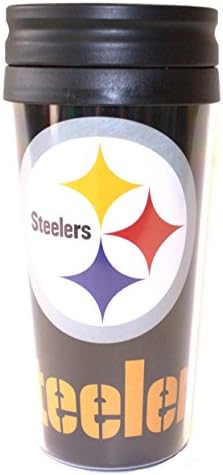 NFL Officially Licensed Pittsburgh Steelers Large Logo 14 Oz Insulated Coffee Travel Tumbler Mug Cup