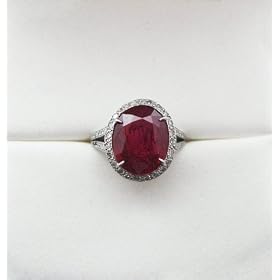 Platinum Diamond and Ruby Ring by Almaz