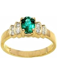 14K Yellow Gold Emerald and Diamond Ring -- LIFETIME WARRANTY