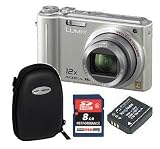 Panasonic Lumix DMC-TZ7 Silber (KEIN GRAUIMPORT, 10 Megapixel, 12-fach opt. Zoom, 3" Display, Bildstabilisator) inkl. 8GB SDHC Speicherkarte Klasse 6, Original Bilora Tasche, zwei Akkus - 
