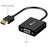 HDMI to VGA, Rankie&reg; Gold-Plated Active HDMI HDTV to VGA Adapter Converter Male to Female with Micro USB Charging Cable